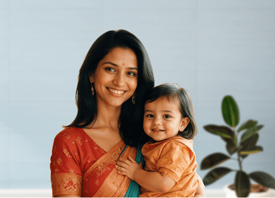 Mother with child small screen